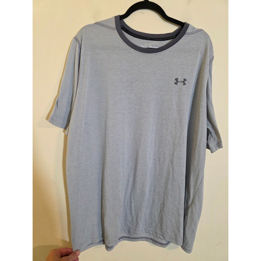 Under Armour Threadborne HeatGear Shirt Mens 2XL Grey Stripe 1306437 Loose Fit